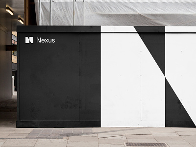 Nexus Collateral brand brand identity branding construction helmet hoarding identity logo mock up outside