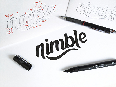 Nimble - Sketches custom type hand lettering lettering logo pencil process sketch type typography