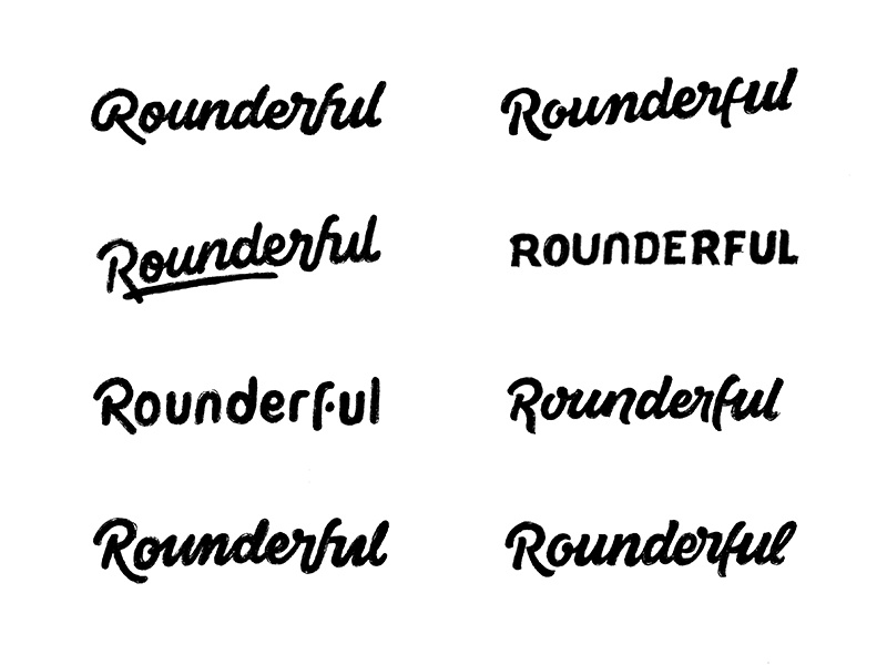Rounderful Rough Sketches word mark custom lettering custom type logo design hand lettering process lettering branding typography logo logotype