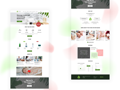 Main page massage, cosmetology design landing ui web