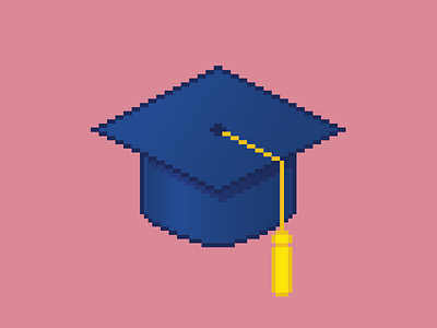 Graduation Cap 8bit blue cap gown graduation pink yay