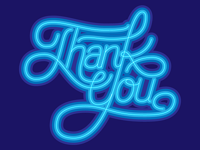 Neon Thank You custom illustrator lettering thank you vector