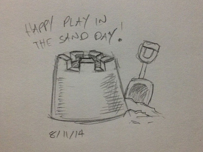 Play in the Sand Day drawing holiday illustration pencil and paper sand sketch