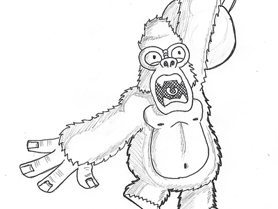 Gorilla Lifting drawing gorilla ink pencil sketch