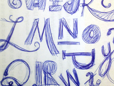 Letters blue doodle drawing sketch typography