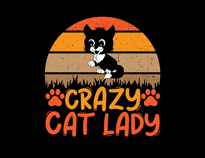 CRAZY CAT T-SHIRT DESIGN adobe illustrator cat cat lady crazy design graphic design illustration t shirt design vector