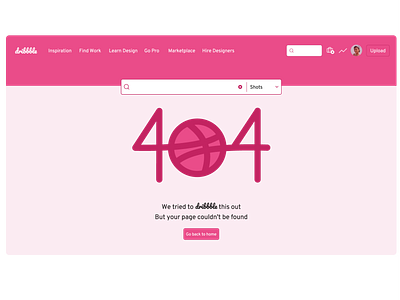 Error 404 - Dribbble 008 404 challenge dailyui dailyui008 design error error404 illustration logo pink ui
