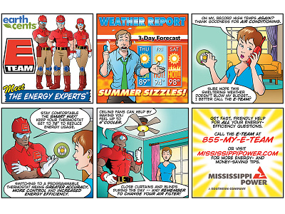 Meet The E-Team comic book comics conservation electricity energy money pop art power savings superhero superheroes villain
