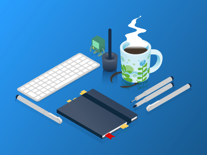 Workspace GIF coffee cup of coffee gif gif animation isometric isometric illustration steam workspace