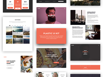 Plastic UI Kit clean coloured kit landing modern plastic ui uikit webdesign website