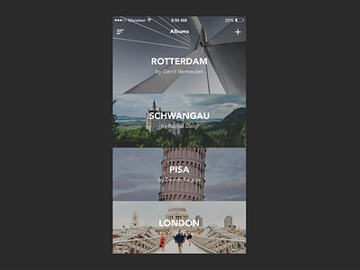 Category Screen album category cities freebie ios list photography screen ui