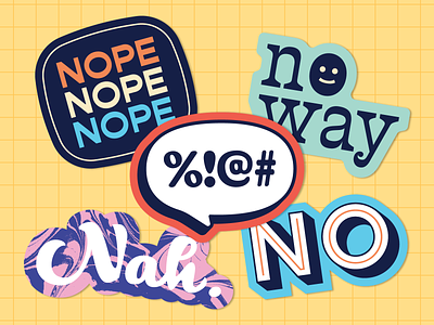 Nope nah no no way nope retro sticker design stickers swear type typography vector