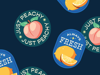 Fruit Stickers art artph drawing food fresh fruit fundraising illustration lemon peach stickers