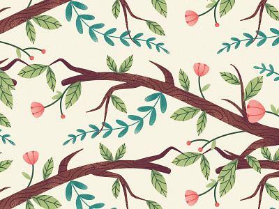 Branches branches floral flower foliage illustration leaves texture vector