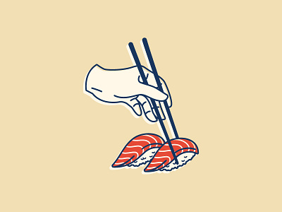 Sushi food hand illustration japanese retro sushi vector