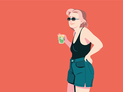 Lady and Her Drink character design illustration vector