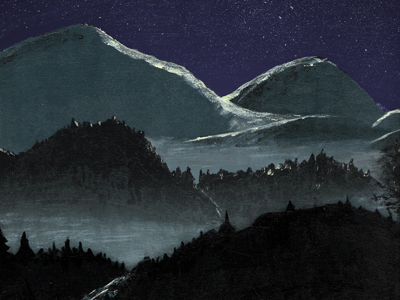 Teasdale's Stars moon mountains painting stars