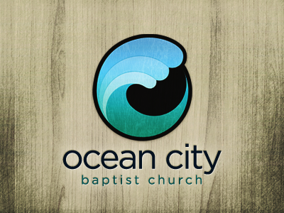OCBC Wave church logo oceancity teal wave worn