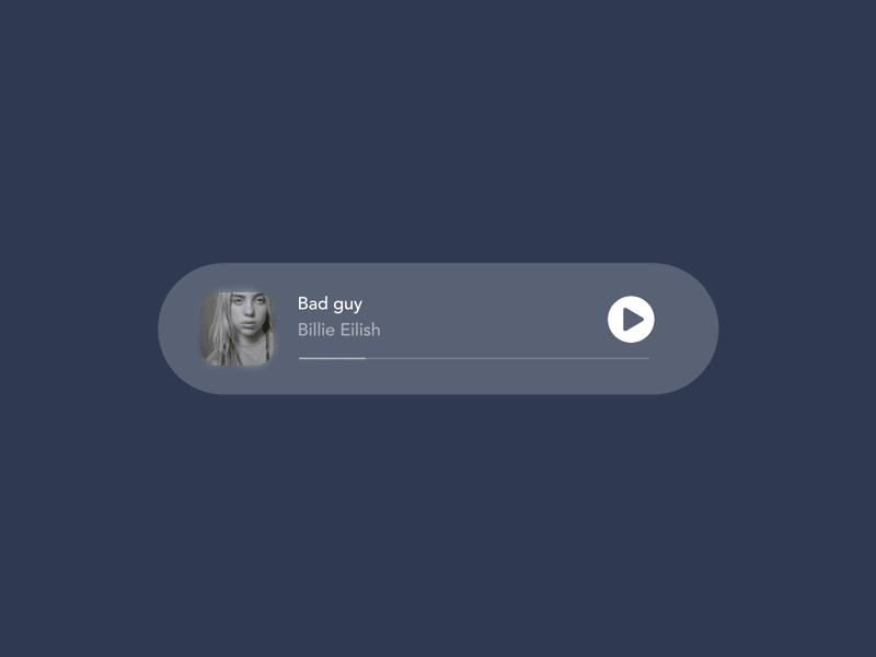 Music player card animation app billie eilish blue dark dark app dark mode dark ui design music music app music art music player musician orange ui ui elements uidesign uiux ux