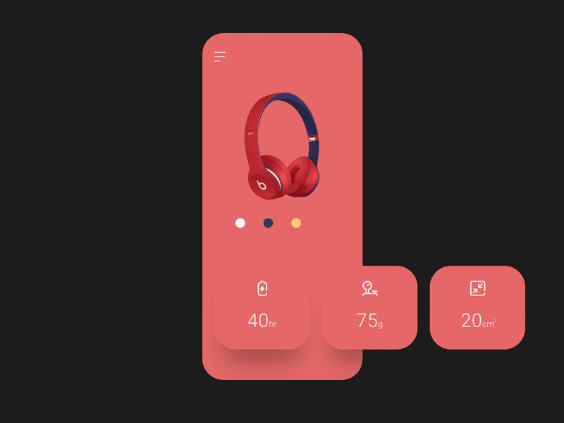 Beats solo headphones color choice animation app card color colorful design ecommerce ecommerce app ecommerce design flat headphones music music store red ui ui ux ui elements uidesign uiux ux