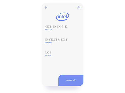 Investment app blue design interaction minimalist statistics ui