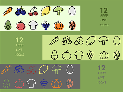 12 food line icons graphic design pattern