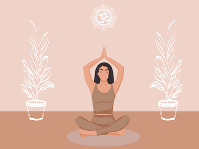 Yoga studio poster cartoon design girl graphic design illustration lotus position poster vector yoga