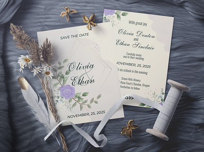 Rustic wedding invitation. adobe illustrator design flowers graphic design illustration invitation natural pastel rustic vector watercolor watercolor brushers wedding wedding card