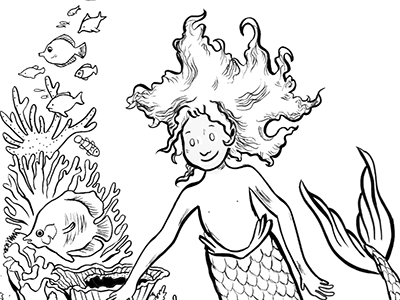 Mermaid bw comic fantasy illustration mermaid mermay nature ocean