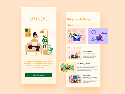 Stay Home app clean concept covid design figma illustration minimal mobile stay stayhome