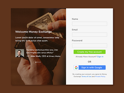 Sign Up - Money Exchange