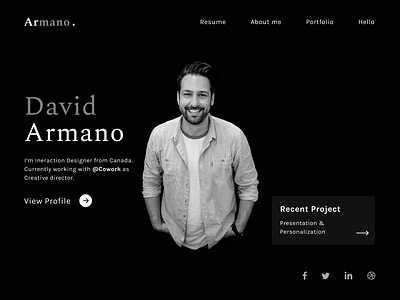 David Armano - Personal Portfolio Website figma hero banner personal portfolio website