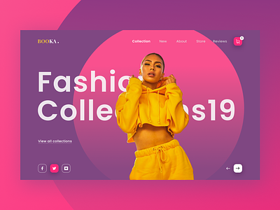 Booka - Fashion Web Ui 2019 trends cart cloting store colorful design ecommerce fashion header homepage industrial store shop landing page marketing marketing agency model onlineshopping product landing page productdesign theme typography webdesign