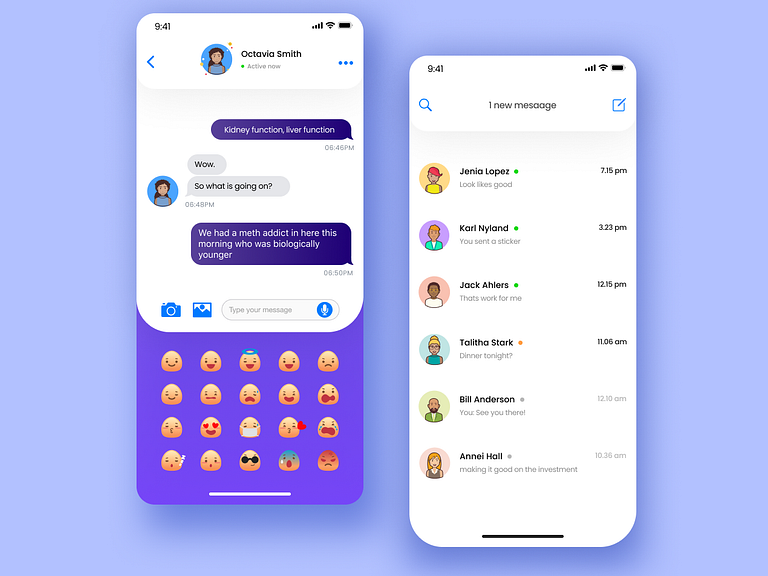 Social app UI chat - emoji character by Tanveer ahmed on Dribbble