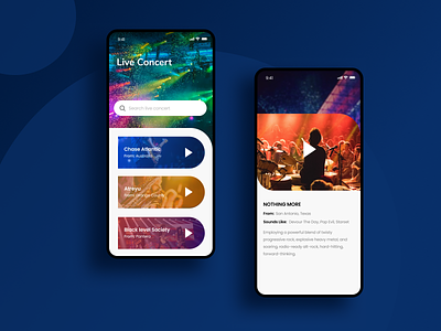 Live Concert App concept 2019 app band clean concert design elegant live mordern music music app unique