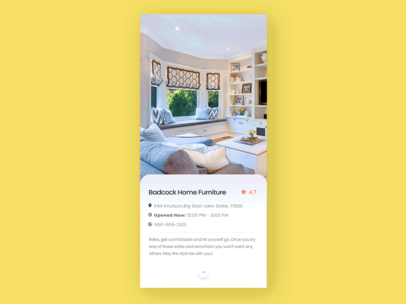 Home Furniture iOS App interaction