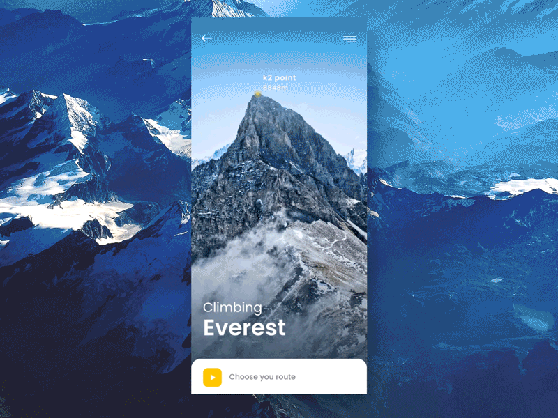 Mountain Tracking App Animtaion animation clean concept design minimal mobile motion track transition ui