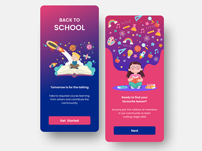 Back to School - On Boarding app clean concept design education education app illustration minimal mobile ui