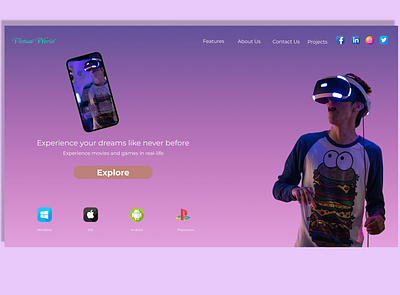 VR mobile app landing page