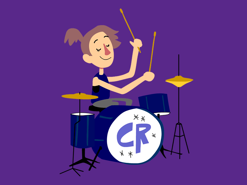 Drumroll Ponytail adobe animate cel animation character animation drummer gif