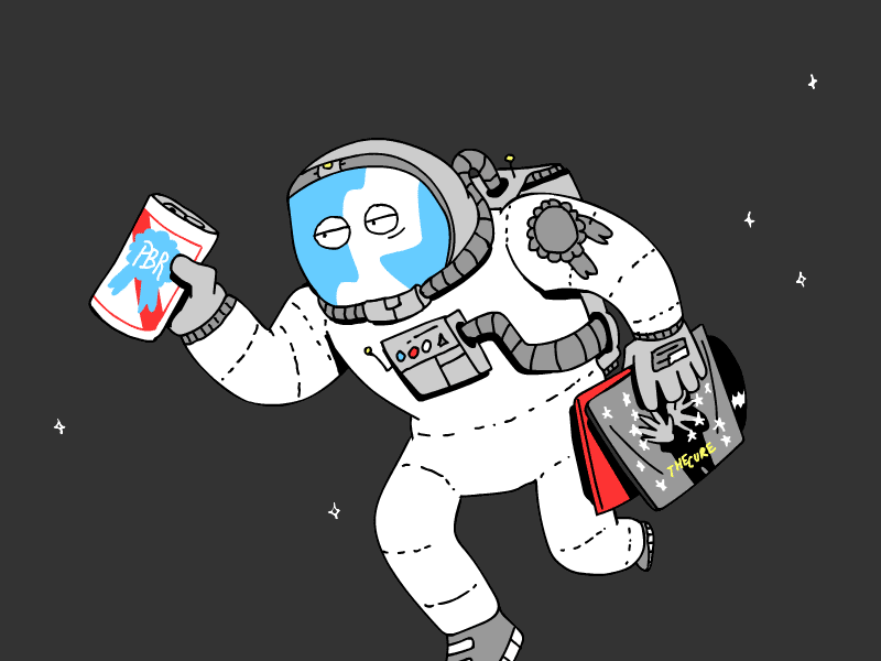 Spacebeer beer in space cartoon columbus ohio gif pabst pbr poster design record store day space space beer spaceman