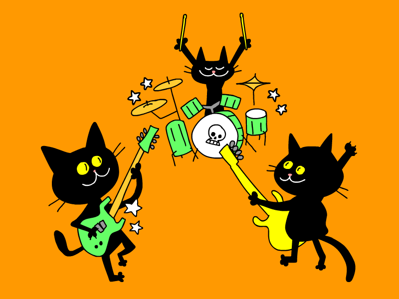 Kittyband band cat band cats emo halloween jam band kitty loop meow punk band