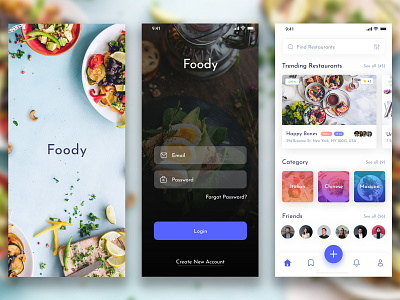 Foody Restaurant App ad app ui application branding design graphic design restaurant ui
