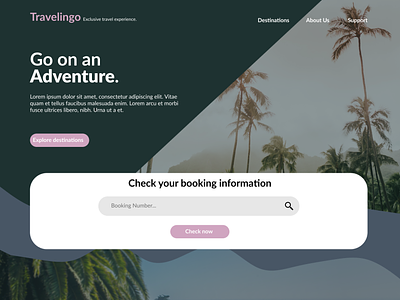 Travel website landing page concept