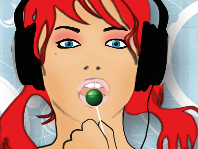 Lolly Pop Girl illustration readhead red