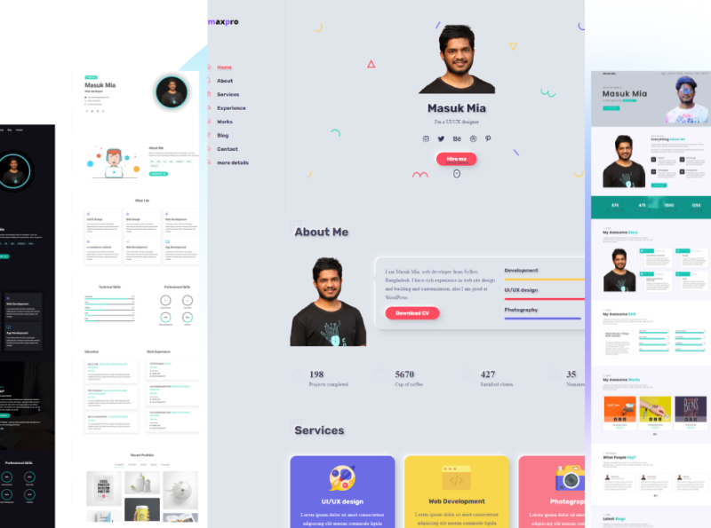 maxpro single page portfolio by Masuk Mia on Dribbble