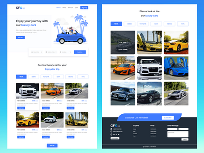 car renting landing page design with adobe xd adobe xd car ladnig page design figma figma design graphic design illustration landing page landing page car rent ui ux webs