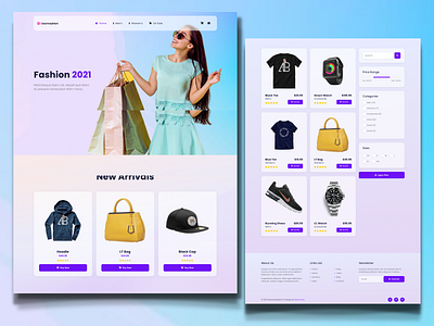 Glassmorphism  E-commerce Single Page UI Design