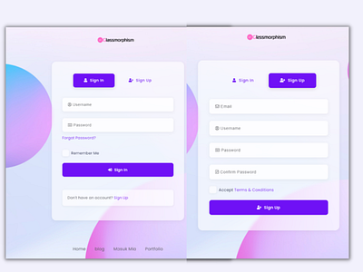 UI Login and SignUp Form Design cv portfolio resume ui ux website