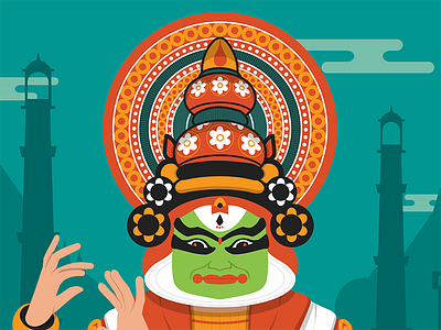 Kathakali Artist face faces of india illustration india indian kathakali monk sardar